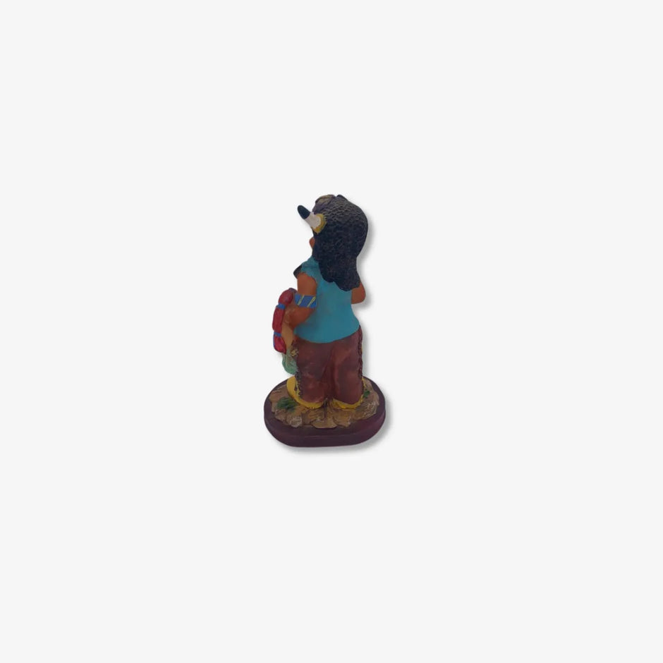 Juego de 2 estatuillas vintage de India nativa  de cerámica  , molde de resina, pintado a mano