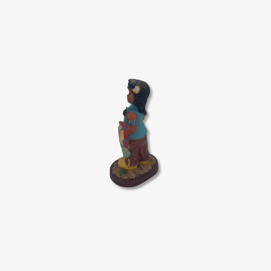 Juego de 2 estatuillas vintage de India nativa  de cerámica  , molde de resina, pintado a mano