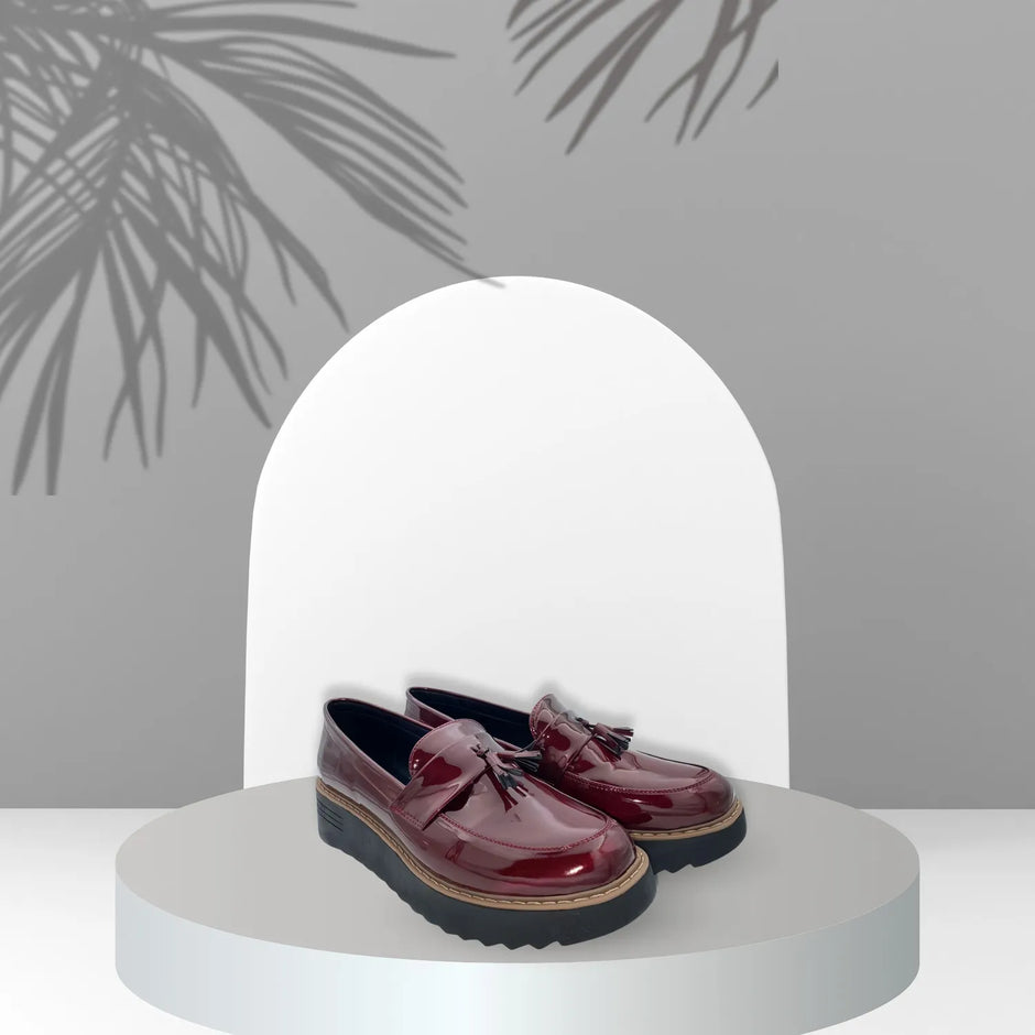 Mocasin Mujer para mujer de Charol Color Vino Fuerte