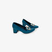 Tacones charoles para mujer con detalle color Teal azul