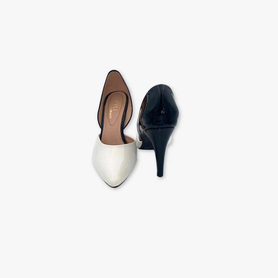 Tacones charoles para mujer doble color en blanco y negro