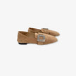 Zapatos planos con hebilla con detalles brillantes aterciopelados con punta semi cuadrada color  Beige  claro