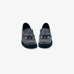 Zapato Mocasin Charol con Detalles color Gris Cromado para Mujer