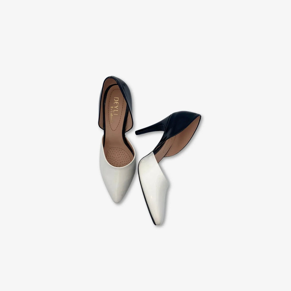 Tacones charoles para mujer doble color en blanco y negro