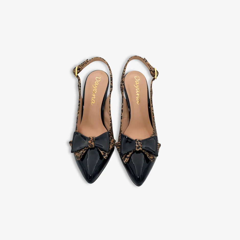 Zapatos de Tacón con Estampado Leopardo y Lazo