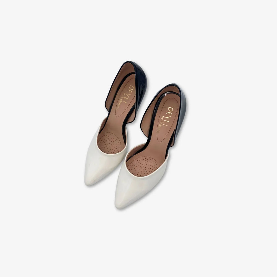Tacones charoles para mujer doble color en blanco y negro