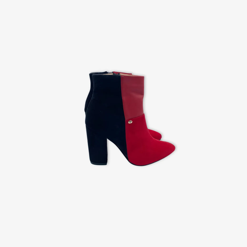 Botines de doble  color con tacon para mujer
