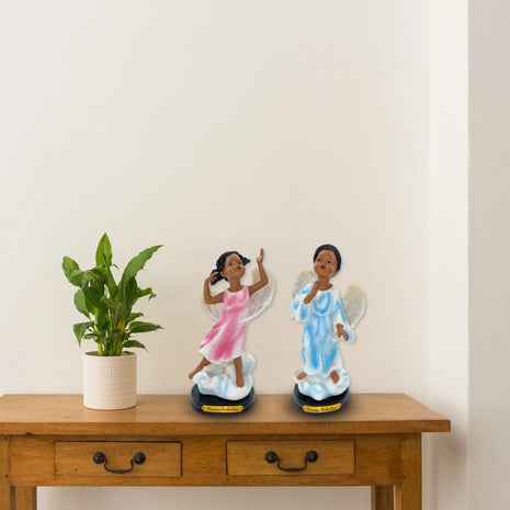 Par de Escultura de Ángeles de Colección de Cerámica