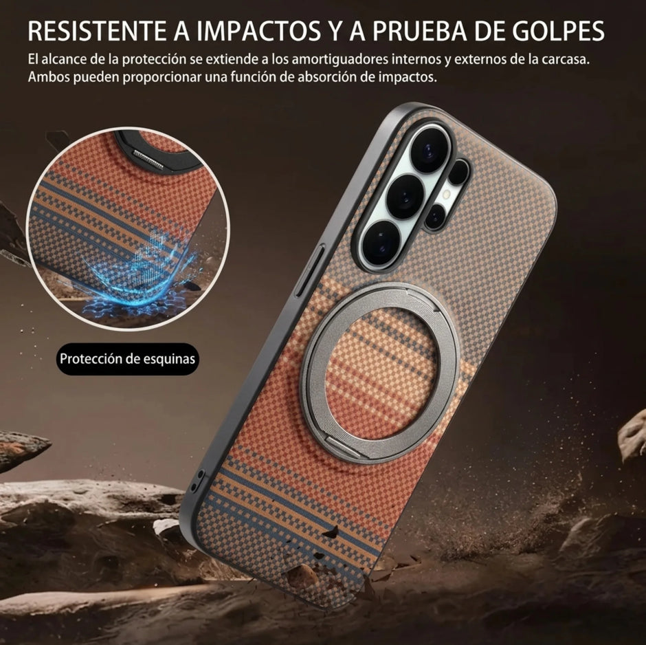 Case Diseño Fibra con Parante Giratorio A56 5G (Magsafe) | Marron
