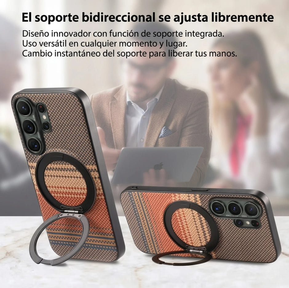 Case Diseño Fibra con Parante Giratorio A56 5G (Magsafe) | Marron