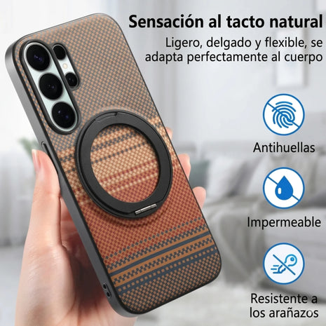 Case Diseño Fibra con Parante Giratorio A37 (Magsafe) | Marron