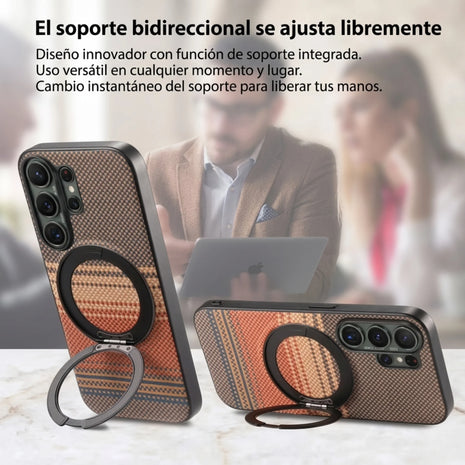 Case Diseño Fibra con Parante Giratorio A56 5G (Magsafe) | Marron