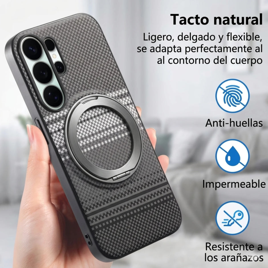Case Diseño Fibra con Parante Giratorio A17 (Magsafe) | Negro