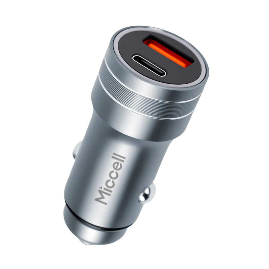 Cigarrera para Mototaxi y Auto 2 Puertos 1 USB-A + 1 USB-C 48W Gris Miccell