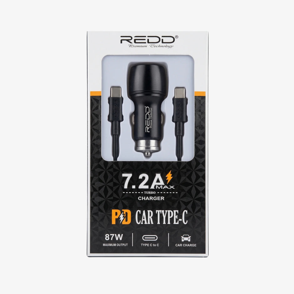 Cigarrera para Auto y Mototaxi REDD 87W Turbo PD | Incluye Cable USB-C a USB-C