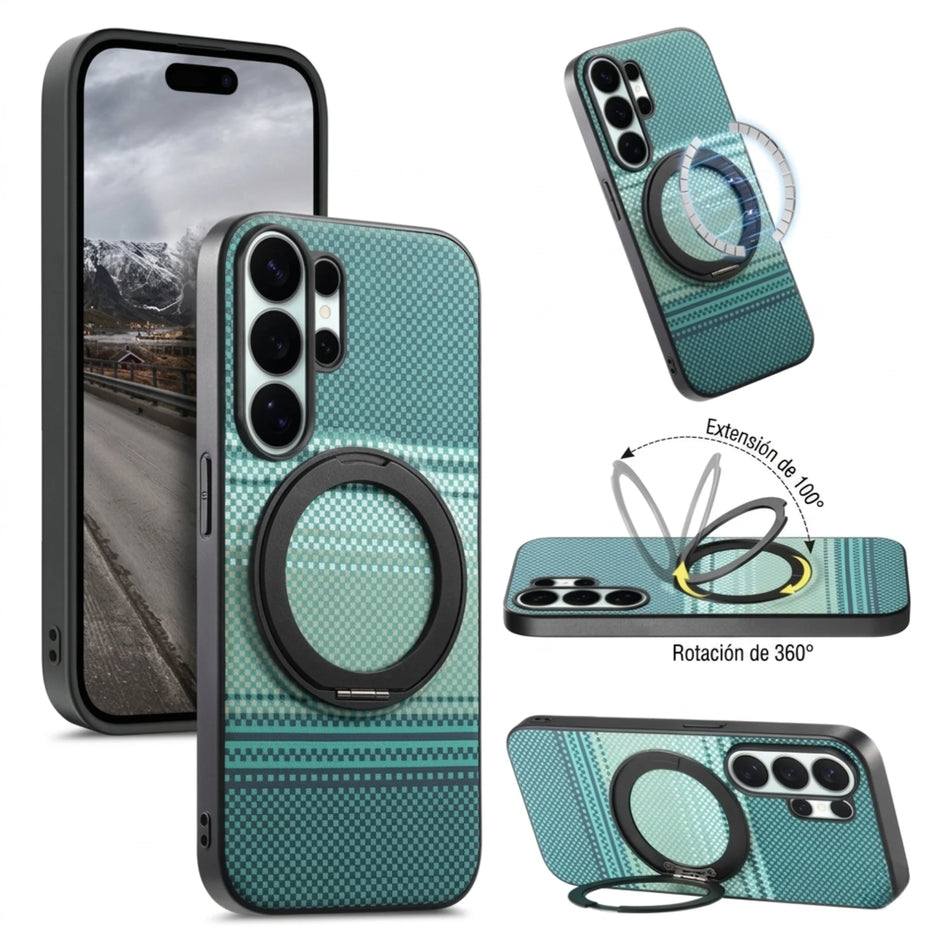 Case Diseño Fibra con Parante Giratorio A56 5G (Magsafe) | Verde