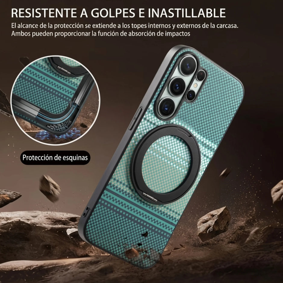Case Diseño Fibra con Parante Giratorio A56 5G (Magsafe) | Verde