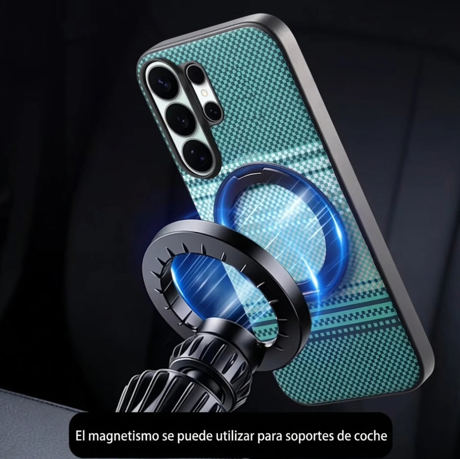 Case Diseño Fibra con Parante Giratorio A56 5G (Magsafe) | Verde
