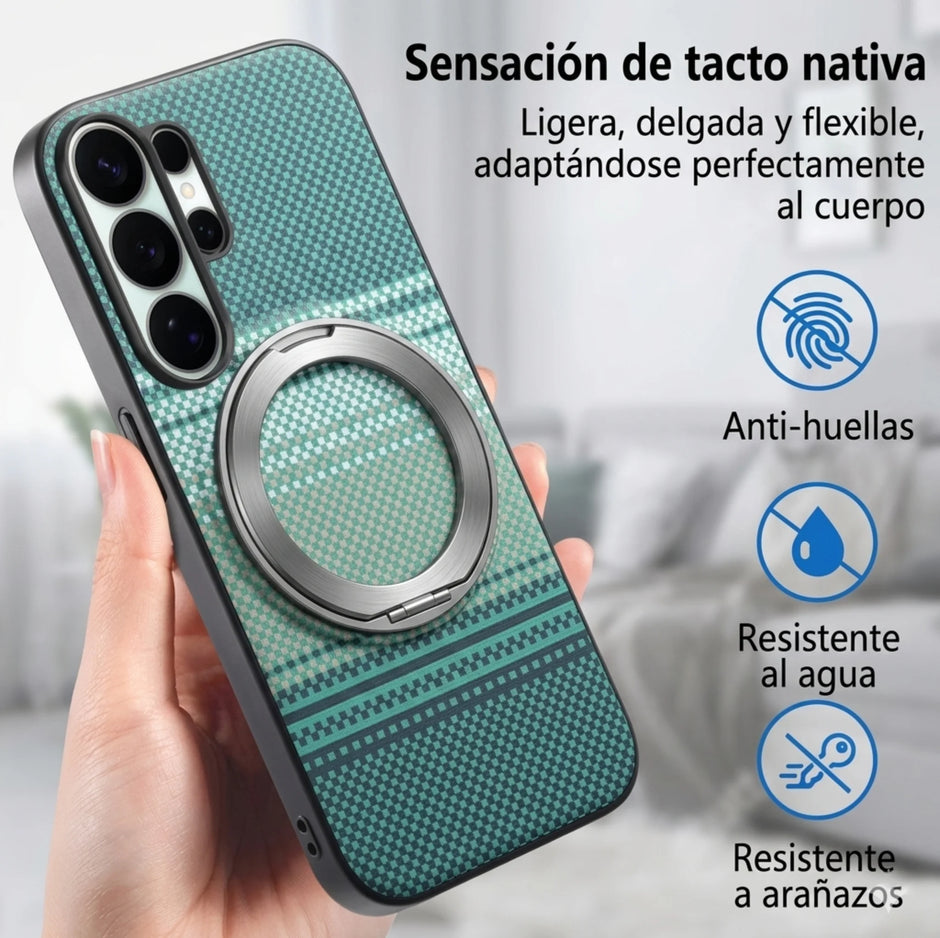 Case Diseño Fibra con Parante Giratorio A56 5G (Magsafe) | Verde