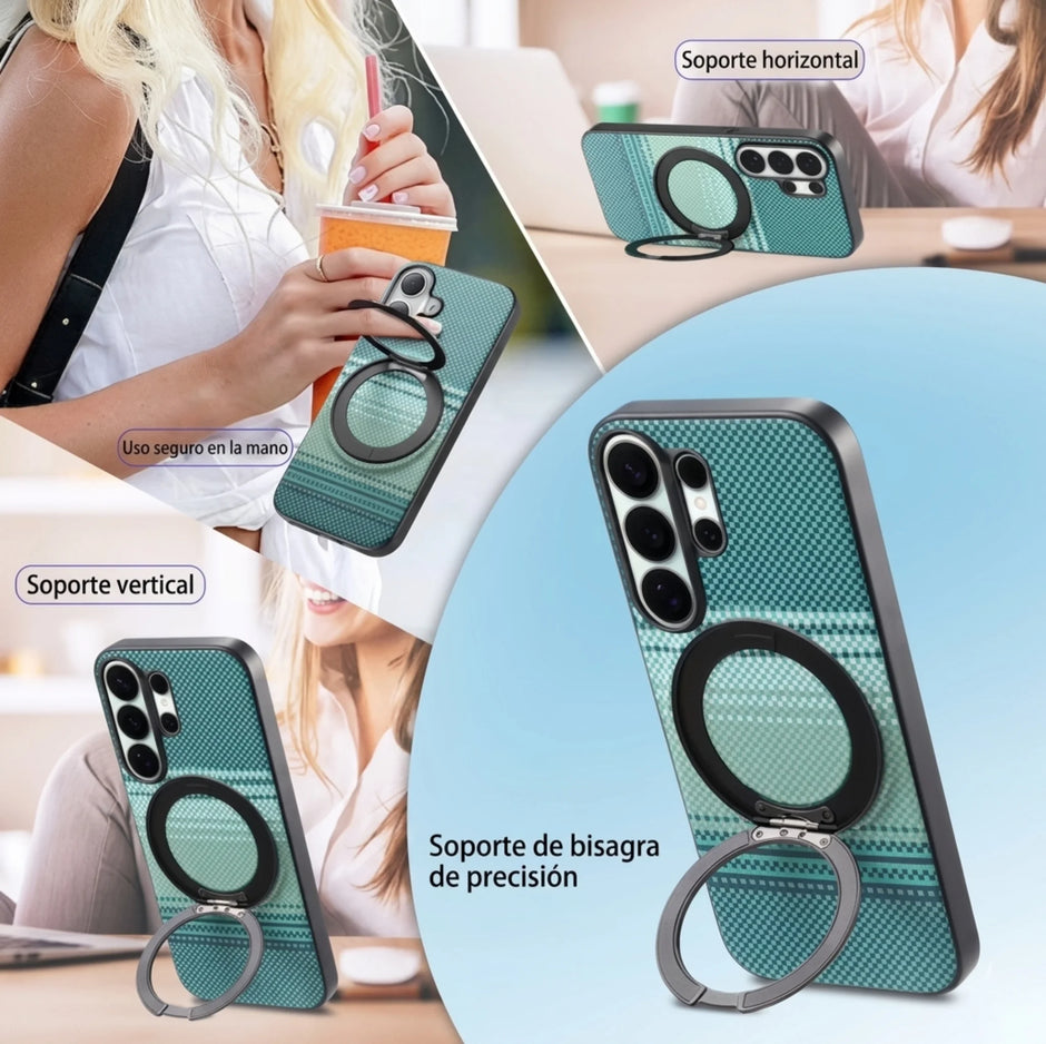 Case Diseño Fibra con Parante Giratorio A56 5G (Magsafe) | Verde