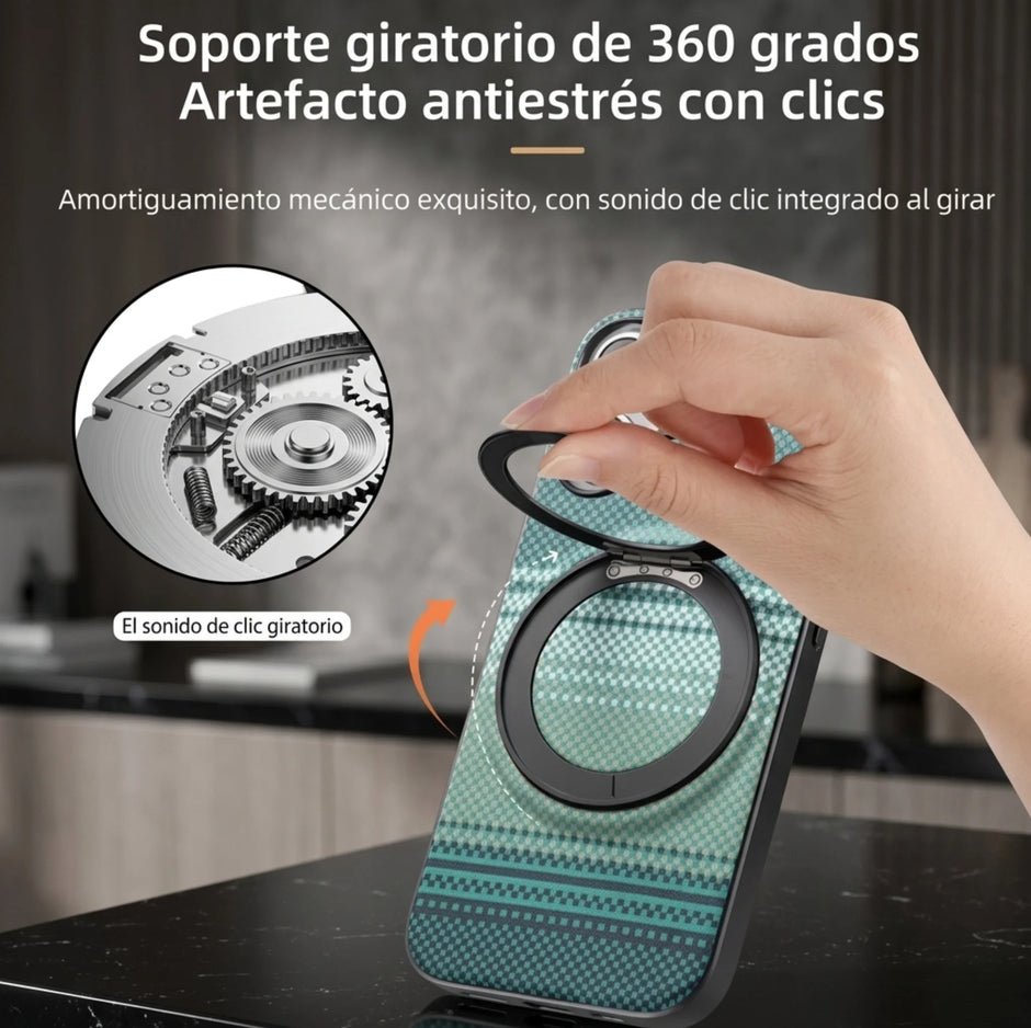 Case Diseño Fibra con Parante Giratorio A56 5G (Magsafe) | Verde