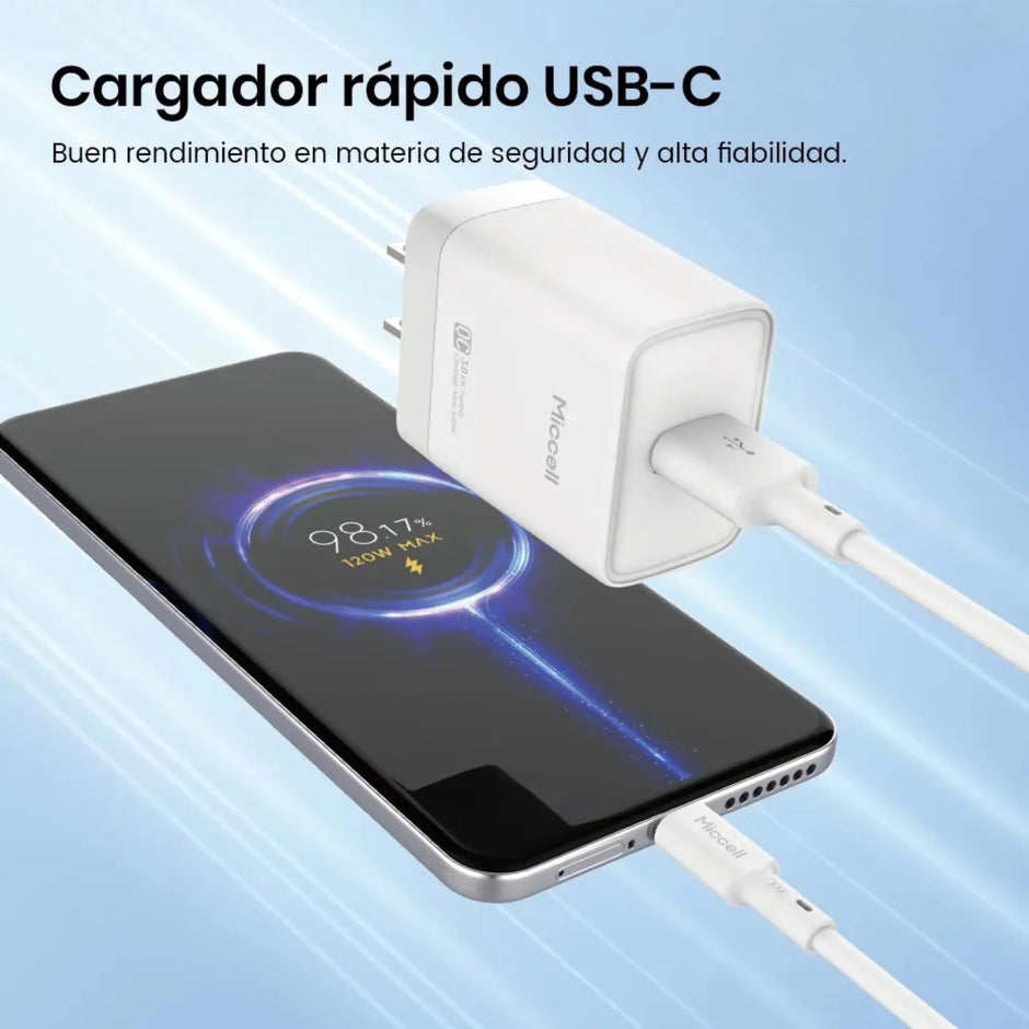 Cargador Rápido 120W Mi Max con Cable USB-A a USB-C | MICCELL