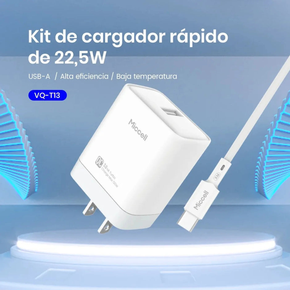 Cargador Rápido 120W Mi Max con Cable USB-A a USB-C | MICCELL