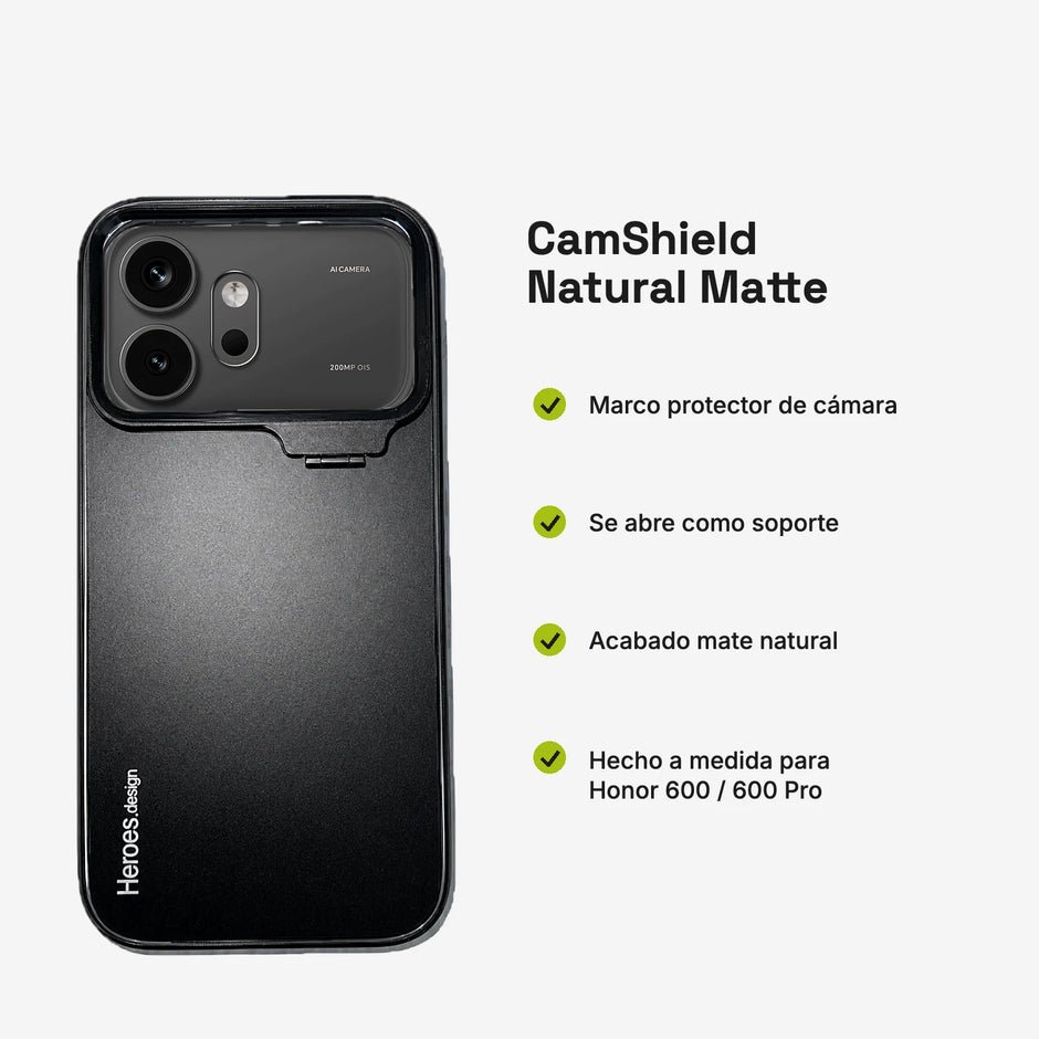 CamShield Natural Matte Honor 600 / 600 Pro: marco protector de cámara, soporte y acabado mate