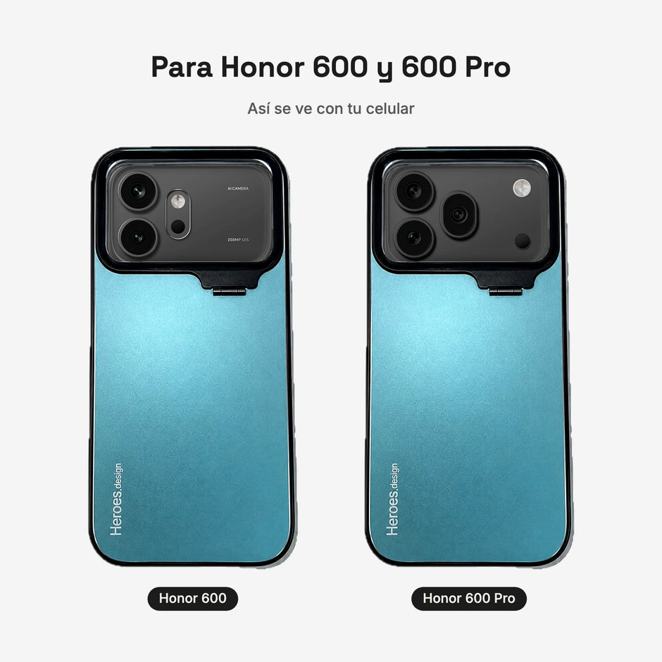 CamShield Natural Matte Celeste puesto en Honor 600 y en Honor 600 Pro