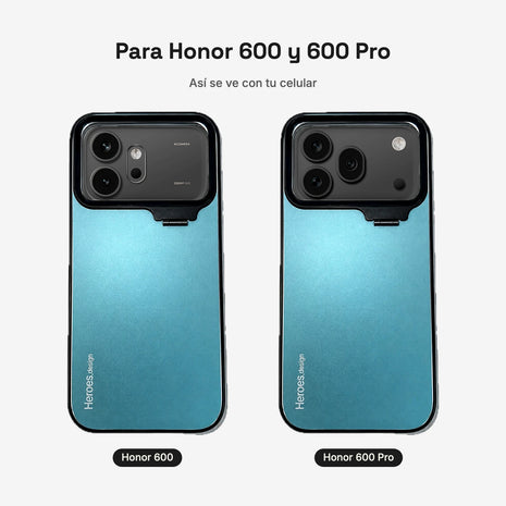 CamShield Natural Matte Celeste puesto en Honor 600 y en Honor 600 Pro