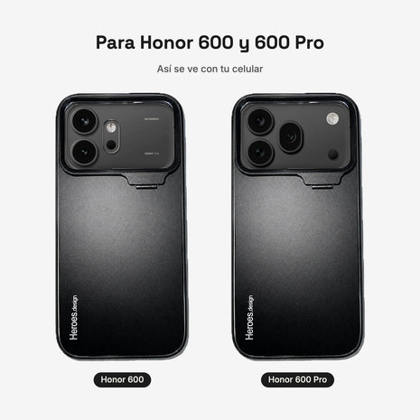 CamShield Natural Matte Negro puesto en Honor 600 y en Honor 600 Pro
