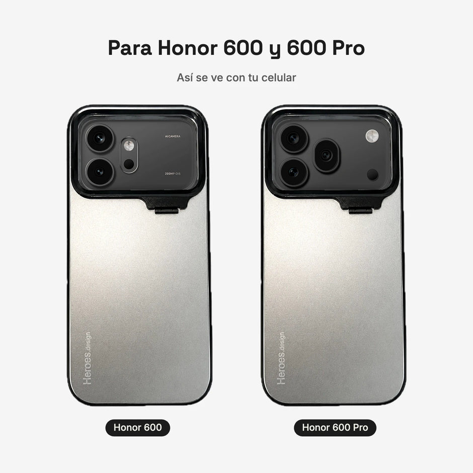 CamShield Natural Matte Plateado puesto en Honor 600 y en Honor 600 Pro