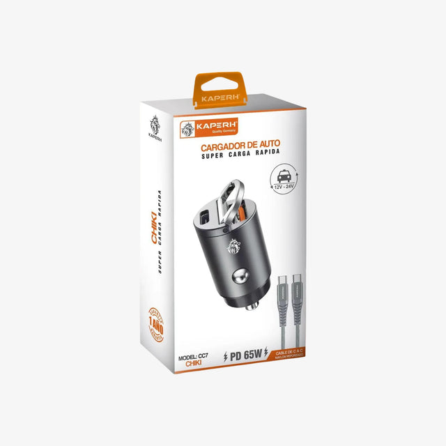 Cargador de Auto y Mototaxi 65W - Carga Rápida Tipo C