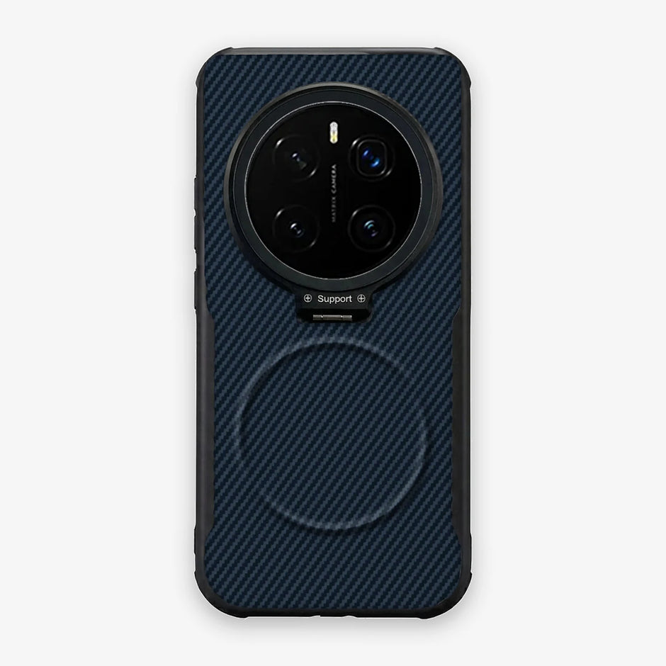 Case CamShield Carbono Honor Magic 7 Pro en Azul Real: diseño en fibra de carbono, tapa de cámara que se abre como parante, compatible con accesorios magnéticos