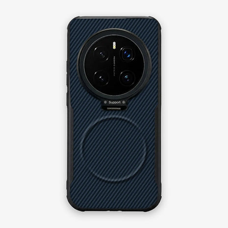 Case CamShield Carbono Honor Magic 7 Pro en Azul Real: diseño en fibra de carbono, tapa de cámara que se abre como parante, compatible con accesorios magnéticos