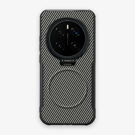 Case CamShield Carbono Honor Magic 7 Pro en Gris Plateado: diseño en fibra de carbono, tapa de cámara que se abre como parante, compatible con accesorios magnéticos