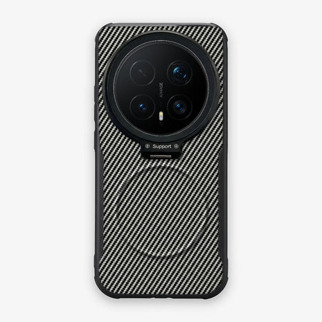 Case CamShield Carbono Honor Magic 8 Pro en Gris Plateado: diseño en fibra de carbono, tapa de cámara que se abre como parante, compatible con accesorios magnéticos