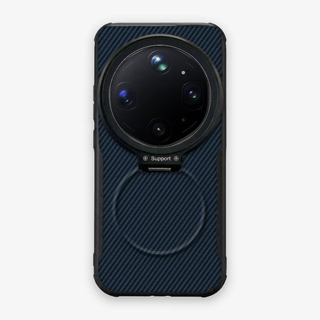 Case CamShield Carbono Oppo Find X9 Ultra en Azul Real: diseño en fibra de carbono, tapa de cámara que se abre como parante, compatible con accesorios magnéticos