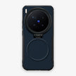 Case CamShield Carbono Vivo X300 Pro en Azul Real: diseño en fibra de carbono, tapa de cámara que se abre como parante, compatible con accesorios magnéticos