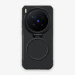 Case CamShield Carbono Vivo X300 Pro en Negro Grafito: diseño en fibra de carbono, tapa de cámara que se abre como parante, compatible con accesorios magnéticos