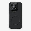 Case CamShield Carbono Xiaomi 17 en Negro Grafito: diseño en fibra de carbono, tapa de cámara que se abre como parante, compatible con accesorios magnéticos