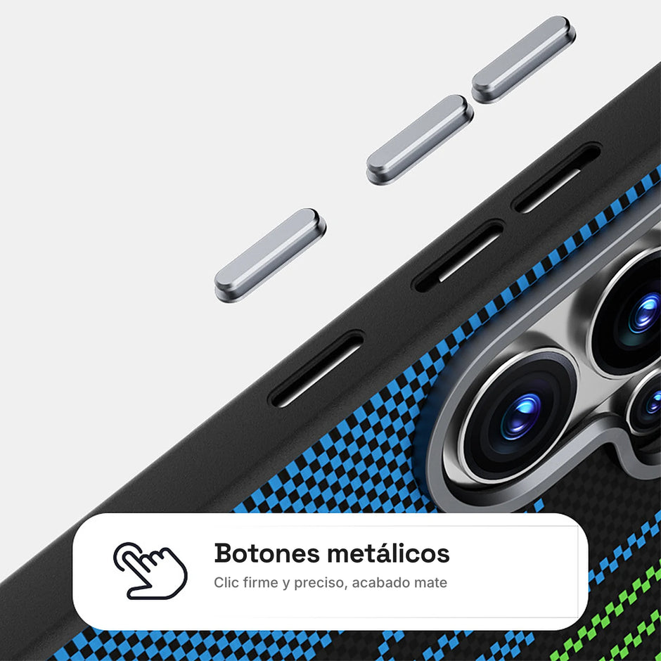 Carbono Deluxe MagSafe: botones metálicos
