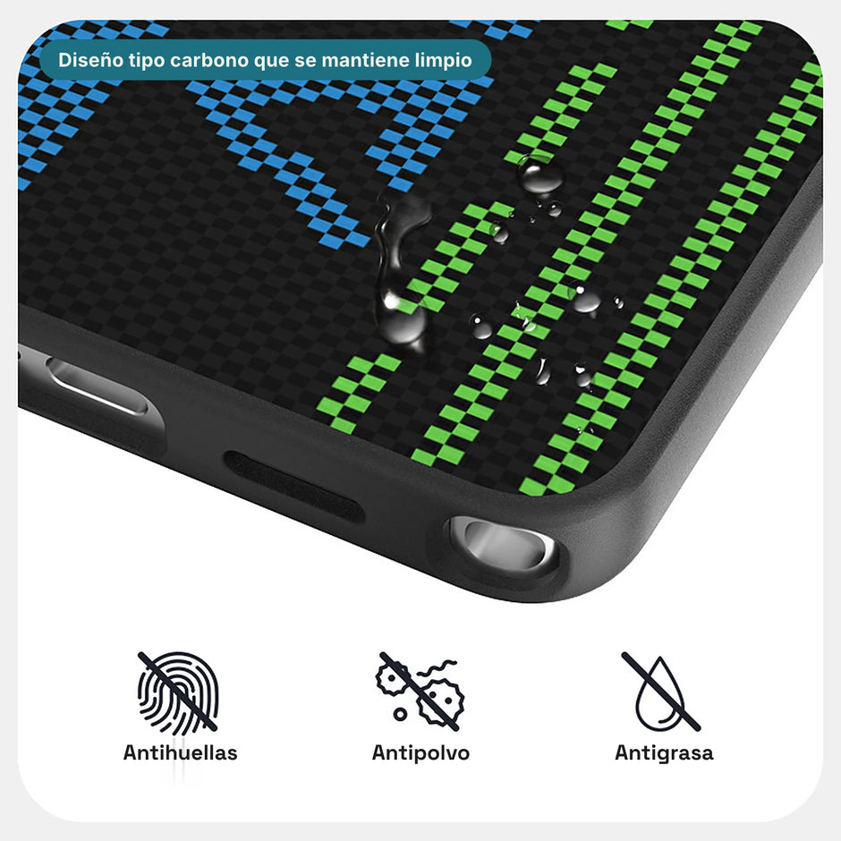 Carbono Deluxe MagSafe: diseño tipo carbono antihuellas, antipolvo y antigrasa