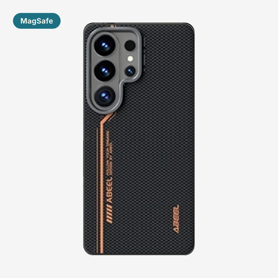 Case Carbono Deluxe MagSafe Galaxy S25 Ultra / Galaxy S26 Ultra Bronze Elite: funda con imanes MagSafe y diseño tipo carbono