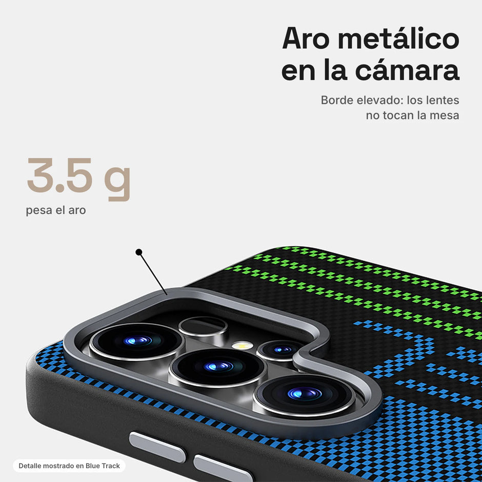 Carbono Deluxe MagSafe: aro metálico elevado que protege la cámara