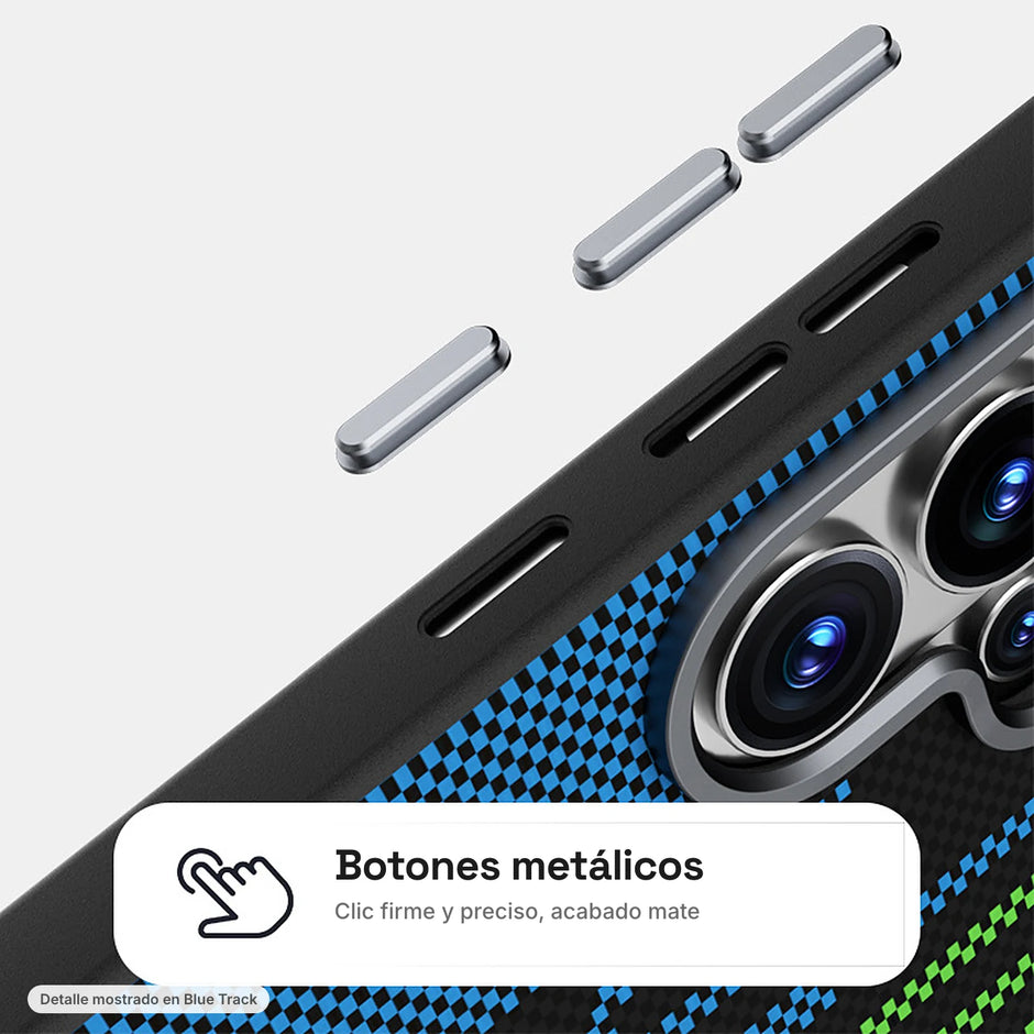 Carbono Deluxe MagSafe: botones metálicos