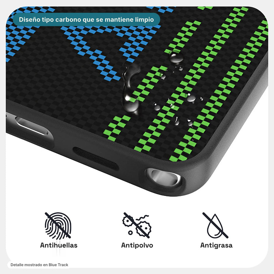 Carbono Deluxe MagSafe: diseño tipo carbono antihuellas, antipolvo y antigrasa