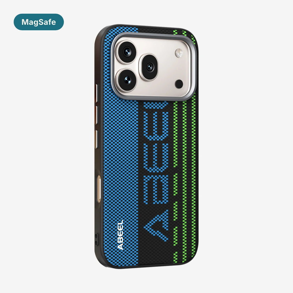 Case Carbono Deluxe MagSafe Honor 600 / 600 Pro Blue Track: funda con imanes MagSafe y diseño tipo carbono