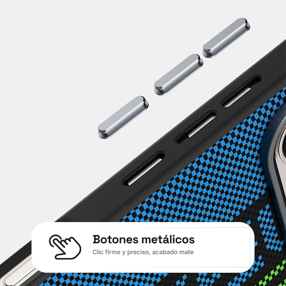 Carbono Deluxe MagSafe: botones metálicos