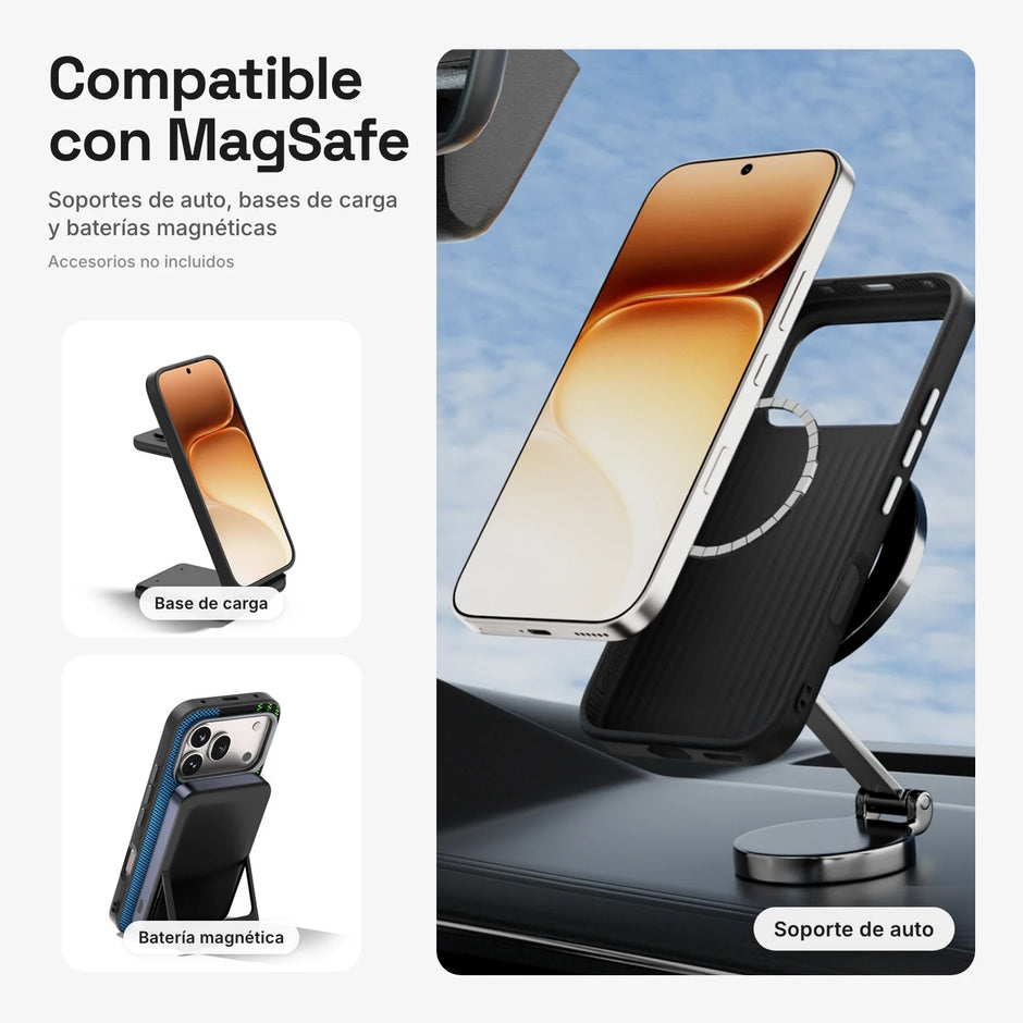 Carbono Deluxe MagSafe compatible con soportes de auto, bases de carga y baterías magnéticas
